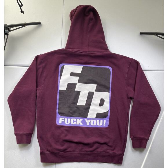 FTP F You Hoodie Mens L Burgundy Streetwear Underground Skate Sweatshirt 2018 - Picture 5 of 7